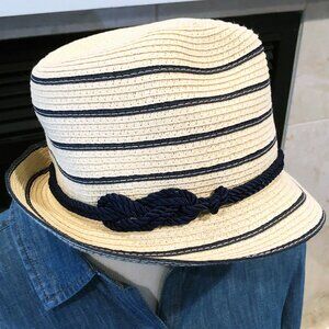 August To Blue and Cream Knotted Fedora Hat